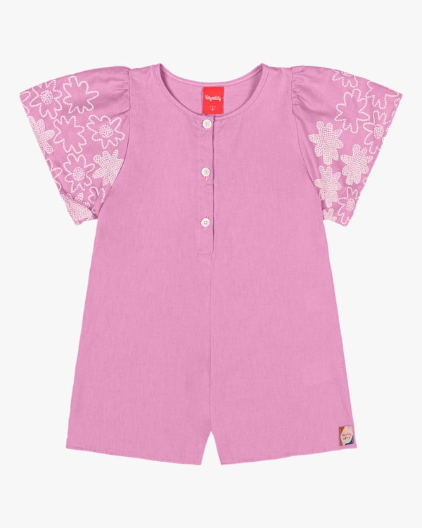Macaquinho Infantil Menina com Manga Estampada Kely kety 10 Rosa Barbie