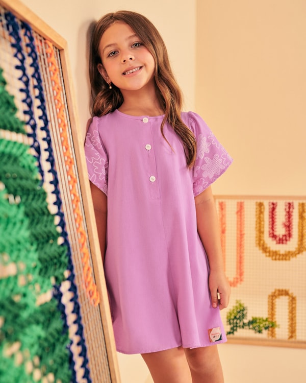 Macaquinho Infantil Menina com Manga Estampada Kely kety Rosa Barbie