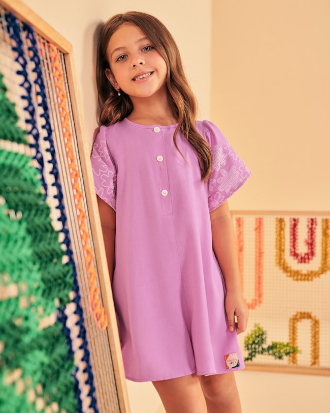 Macaquinho Infantil Menina com Manga Estampada Kely kety Rosa Barbie-eb89cc92-e475-4ea6-9917-7539ee864760