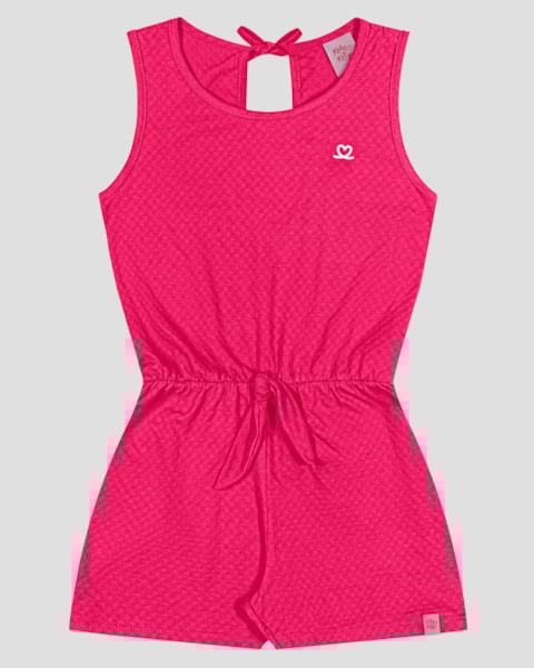 Macaquinho Infantil Menina em Malha com Amarração Kely Kety Rosa