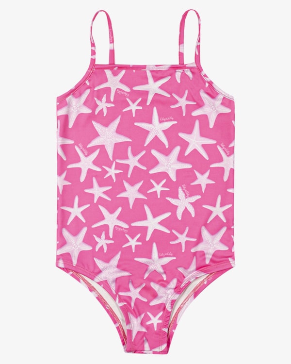 Maiô Infantil Alça Fina Estampado UV 50+ - Kely Kety - Rosa