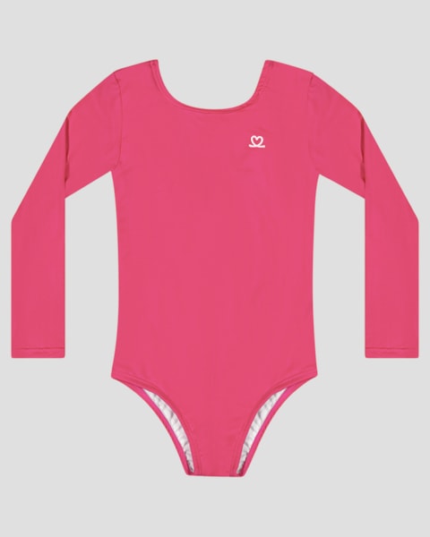 Maiô Infantil Manga Longa com Proteção UV 50+  Kely Kety Rosa