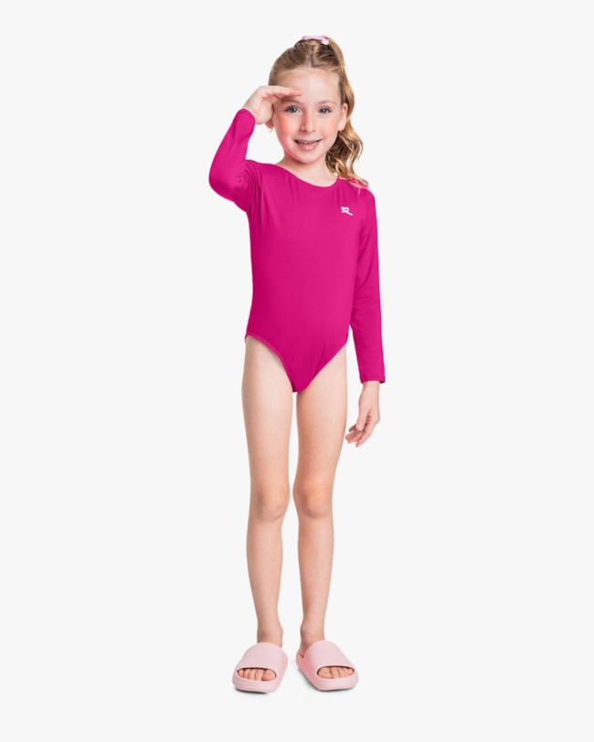 Maiô Infantil Manga Longa com Proteção UV - Kely Kety - Rosa Barbie-8332b986-0ff5-4bea-beae-b0f6b7eefadc