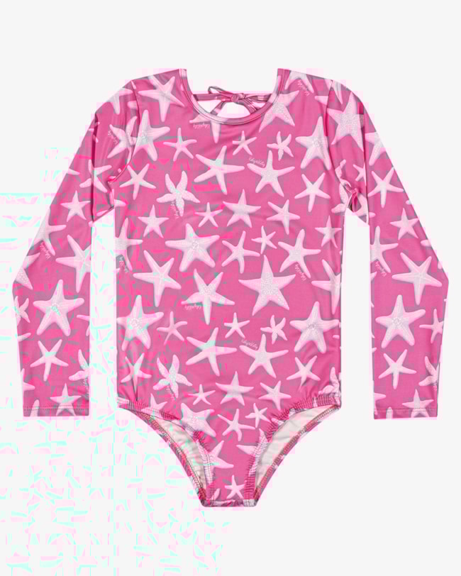 Maiô Infantil Manga Longa Estampado UV 50+ - Kely Kety - Rosa-c02e1adc-b40e-49a4-ad09-103bf402f53a