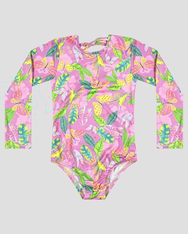 Maiô Infantil Manga Longa Estampado UV 50+ Kely Kety Rosa-88603163-2358-4880-94cb-47c612621a4d