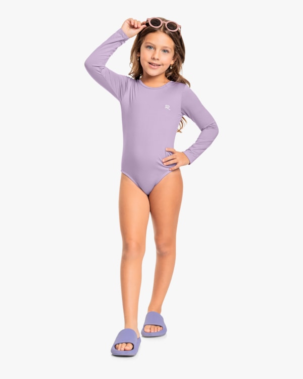 Maiô Infantil Manga Longa Kely Kety Lavanda