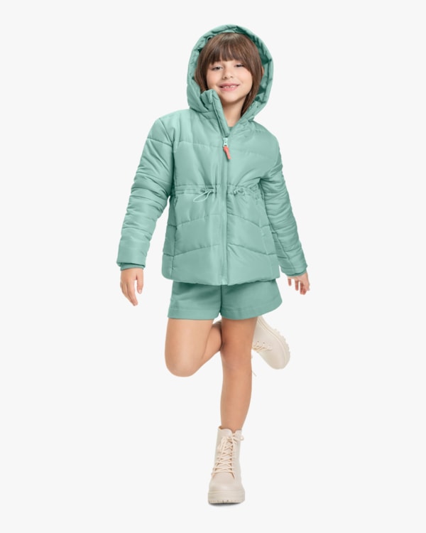 Parka Puffer Infantil Menina Kely Kety -Verde