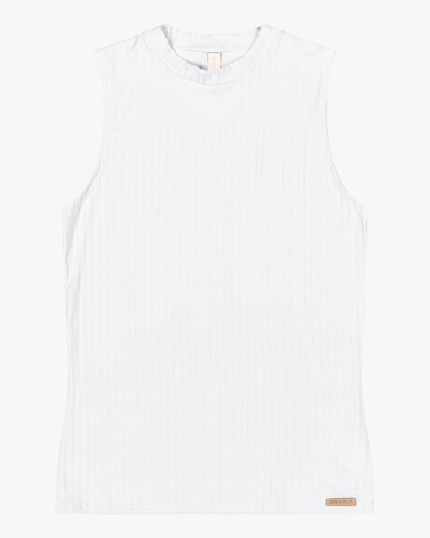 Regata Básica Canelada com Gola Alta - Cereja Rosa - Branco