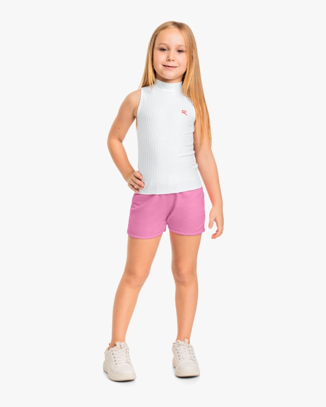 Regata Básica Canelada Infantil com Gola Alta - Kely Kety - Branco-b3b96240-8180-4639-ab60-a6df324c912e