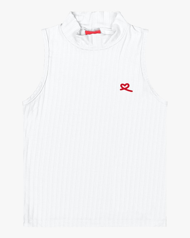 Regata Básica Canelada Infantil com Gola Alta - Kely Kety - Branco-11ef4068-1501-4bda-8333-82179951e46b