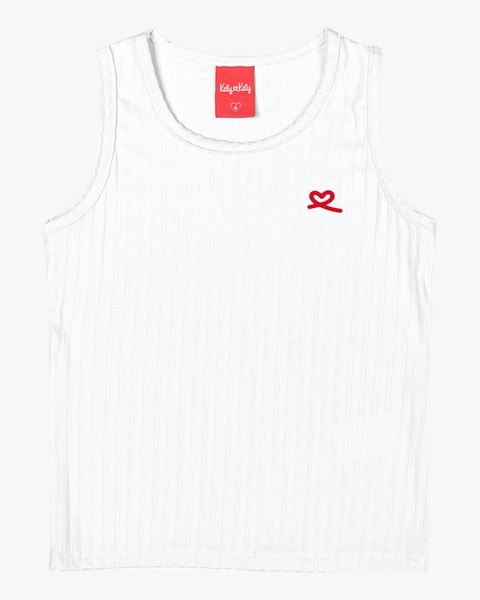 Regata Básica Canelada Infantil Feminino - Kely Kety - Branco