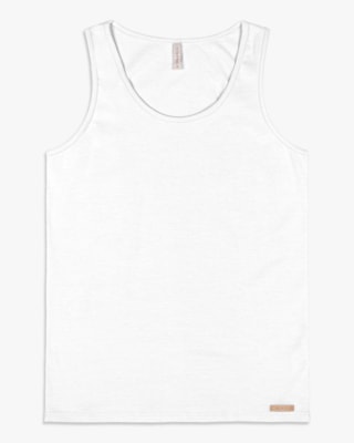 Regata Básica Feminina em Cotton - Cereja Rosa - Branco