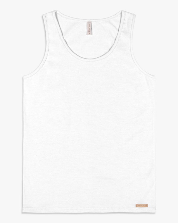 Regata Básica Feminina em Cotton - Cereja Rosa - Branco