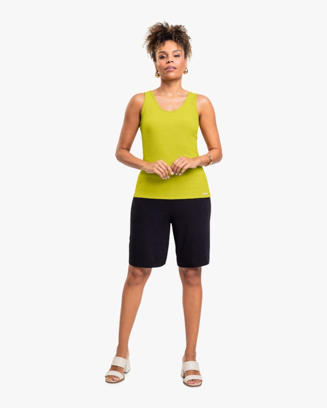 Regata Básica Feminina em Ribana Canelada - Cereja Rosa - Aspargo-b65be52d-416c-46bf-b04a-3cd076475cff