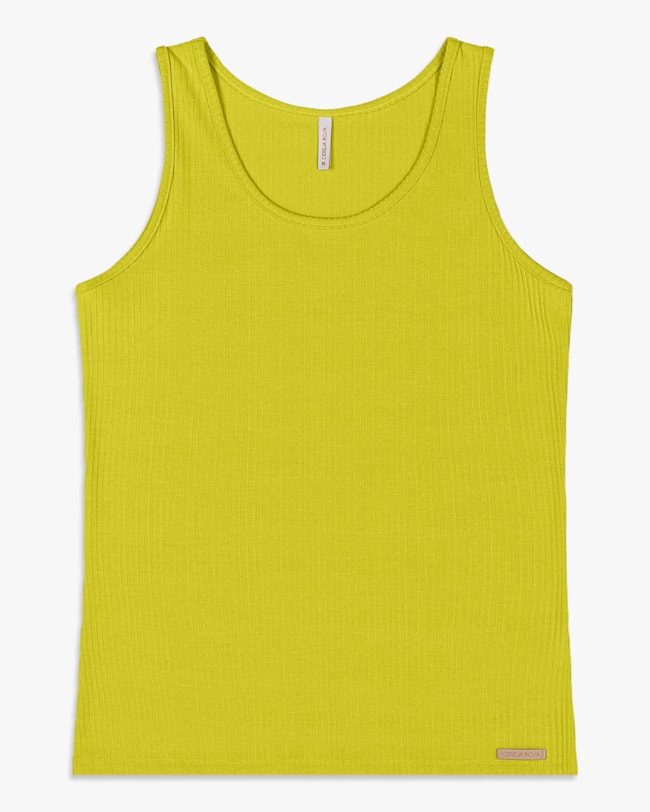 Regata Básica Feminina em Ribana Canelada - Cereja Rosa - Aspargo-ea9914f6-d119-4cb3-a9f9-76219d7765a1