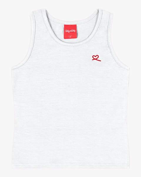 Regata Básica Feminina Infantil em Cotton - Kely Kety - Branco