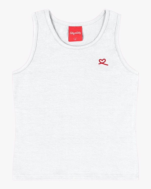 Regata Básica Feminina Infantil em Cotton - Kely Kety - Branco