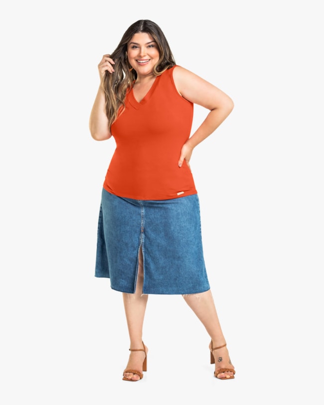 Regata Básica Feminina Plus Size em Cotton Cereja Rosa-f3bc7f32-c2b5-4349-8a01-93487e9d7da4