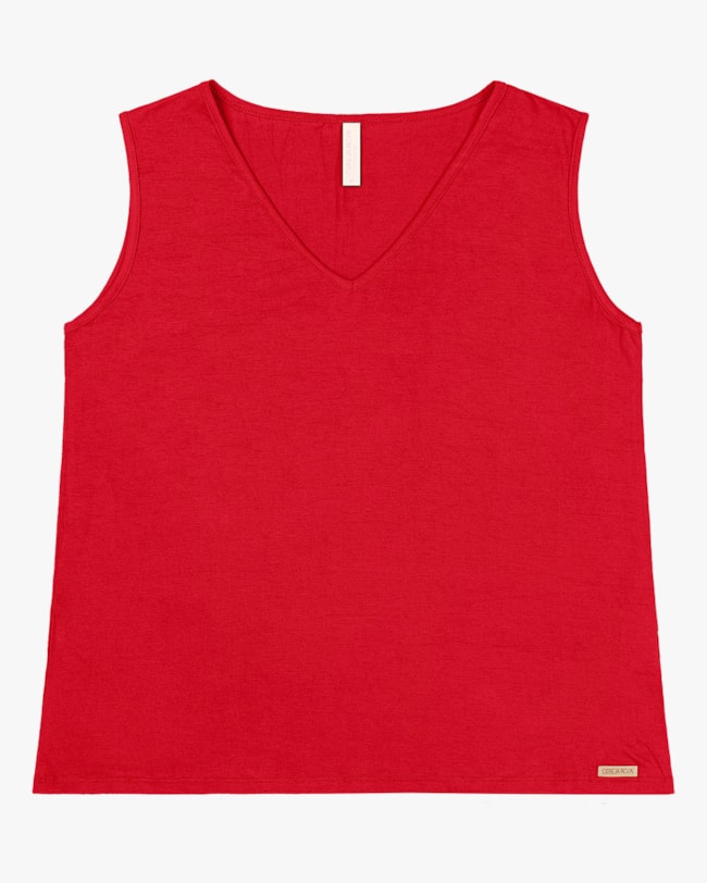 Regata Básica Feminina Plus Size em Meia Malha - Cereja Rosa - Tomato-0121265f-c8fe-4e8a-aac2-755a3db5d7ee