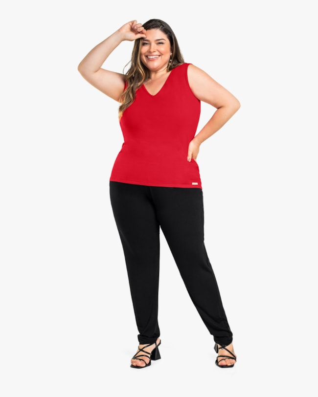 Regata Básica Feminina Plus Size em Meia Malha - Cereja Rosa - Tomato-ad65d6b7-9257-43be-8a46-fc1abd0e0ffc