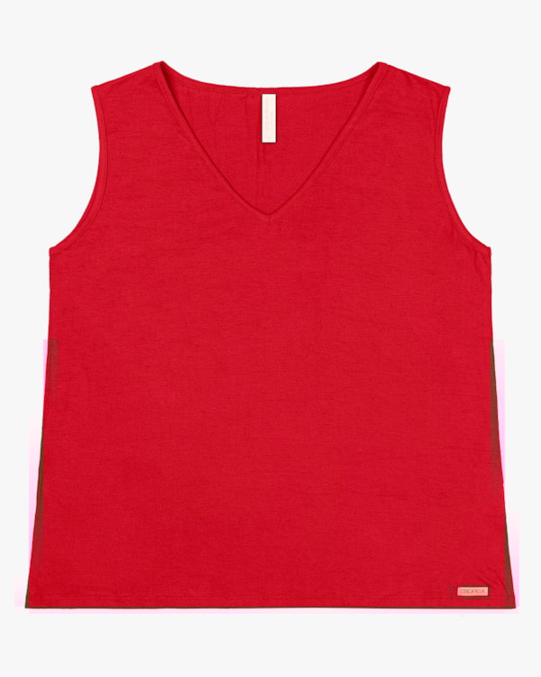 Regata Básica Feminina Plus Size em Meia Malha - Cereja Rosa - Tomato