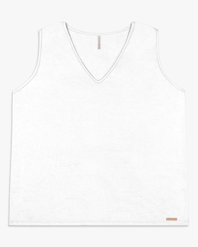 Regata Básica Feminina Plus Size em Viscose - Cereja Rosa - Branco-9f0bcfcd-8d62-4a8d-a42a-f8a675e4629f