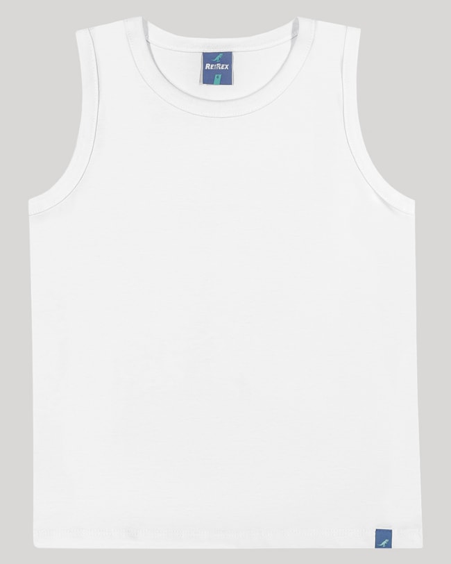 Regata Básica Infantil Masculino em Meia Malha - ReiRex - Branco-46405c77-8a19-44ef-bf5d-6f10c5ead564