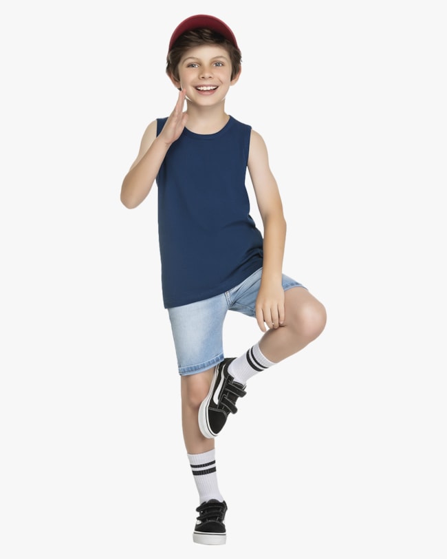 Regata Básica Infantil Masculino em Meia Malha - ReiRex - Oxford-3eb08535-57ba-40eb-871e-056926867918