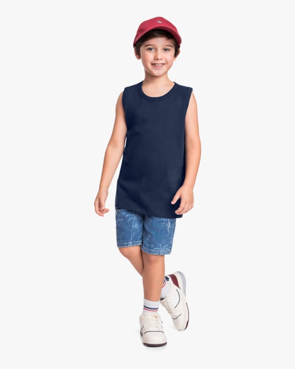 Regata Básica Infantil Masculino em Meia Malha - ReiRex - Oxford