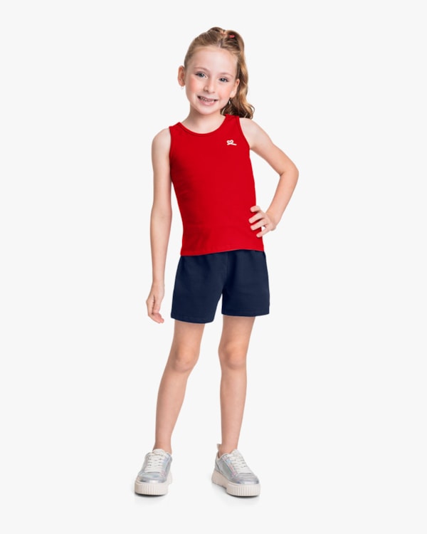 Regata Básica Infantil Menina em Cotton- Kely Kety -Tomato