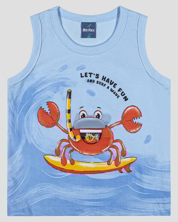 Regata Bebê Menino com Caranguejo Interativo ReiRex Azul