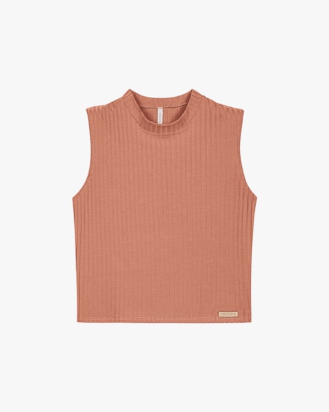 Regata Cropped Feminina em Viscose Canelada - Cereja Rosa - Aveia