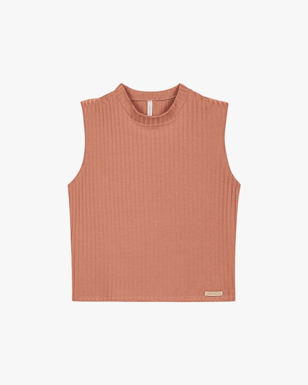 Regata Cropped Feminina em Viscose Canelada - Cereja Rosa - Aveia