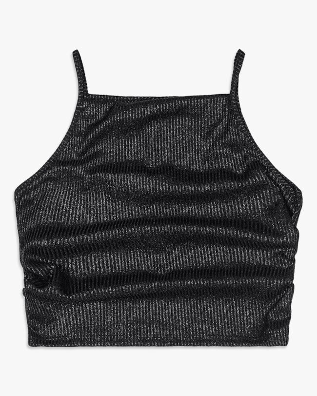 Regata Cropped Juvenil Canelada com Brilho - BaseD - Preto-ca64e5ad-691b-4984-bb5c-6248f5479c25