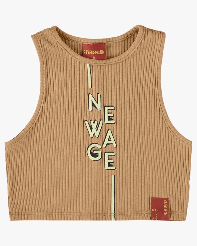 Regata Cropped Juvenil Canelada com Estampa - BaseD - Capim Dourado-459298cf-fd09-40ca-8031-32a6eba8c827