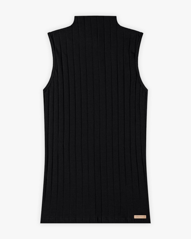 Regata Feminina Canelada com Gola Alta - Cereja Rosa - Preto-bded57dd-92e0-4db3-94aa-d03b9ee15caa