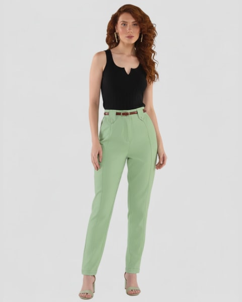 Regata Feminina Canelado com Decote V Cereja Rosa Preto