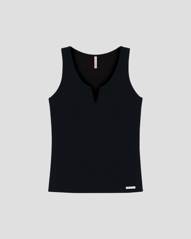 Regata Feminina Canelado com Decote V Cereja Rosa Preto-eb0c712a-c685-41c8-b976-fe6e894af548