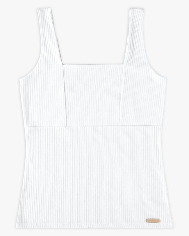 Regata Feminina com Decote Quadrado - Cereja Rosa - Branco-0cd030c6-9657-41de-93a7-a08a799166a7