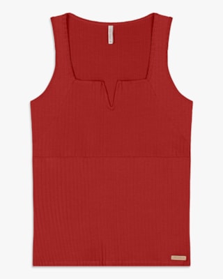 Regata Feminina com Decote V em Viscose Canelada - Cereja Rosa - Sienna-P