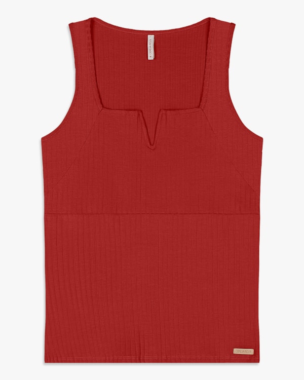Regata Feminina com Decote V em Viscose Canelada - Cereja Rosa - Sienna-P