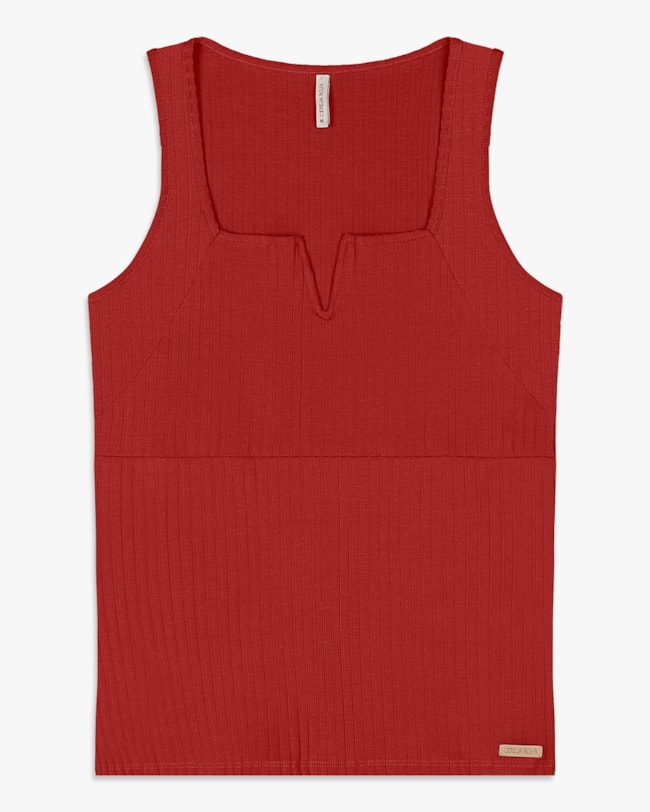 Regata Feminina com Decote V em Viscose Canelada - Cereja Rosa - Sienna-P-8ba8116b-c87b-400f-9e9e-fb5e6637cae0
