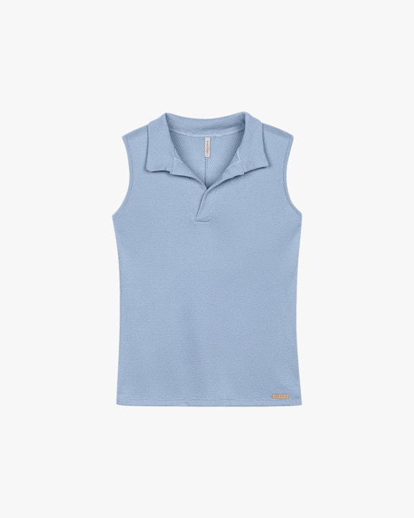 Regata Feminina com Gola Polo em Viscose - Cereja Rosa - Blue Aura
