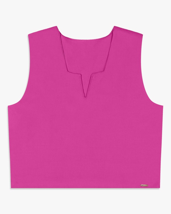 Regata Feminina Cropped com Decote V - Cereja Rosa - Violet
