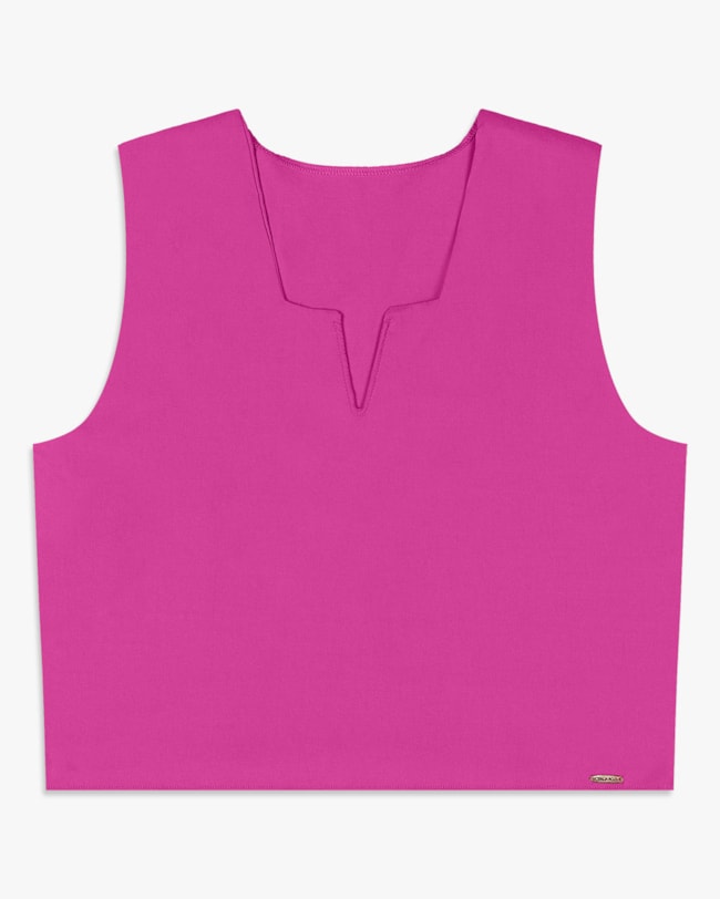 Regata Feminina Cropped com Decote V - Cereja Rosa - Violet-b32e4d39-440a-43e2-a9db-c3c425d599d5