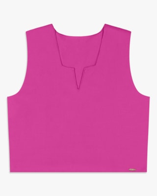 Regata Feminina Cropped com Decote V - Cereja Rosa - Violet-G
