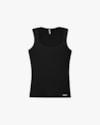 Regata Feminina em Cotton Canelado - Cereja Rosa - Preto-b3be81ee-0ef4-4633-a695-669bcee1289a
