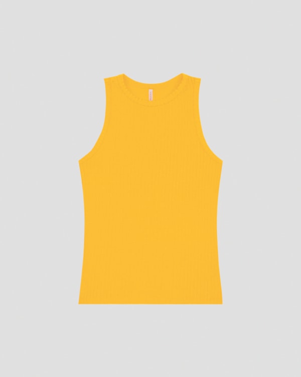 Regata Feminina em Viscose Canelada Cereja Rosa Amarelo