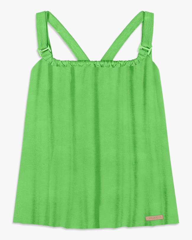 Regata Feminina em Viscose Crepe - Cereja Rosa - Pistache-e0ece365-79bd-4a85-a13f-4a0ec986ccf0