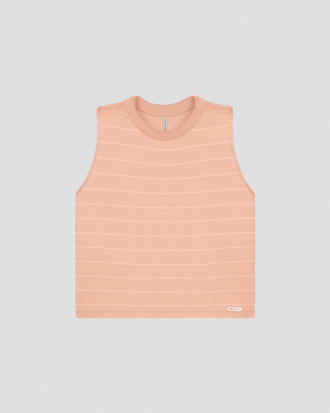 Regata Feminina em Viscose Listrada Cereja Rosa Nude-fa0666dc-3a45-48ca-891a-105799da3c33